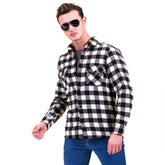 Black White Check Mens Slim Fit Designer French Cuff Shirt - tailored Cotton Shirts for Work and Casual Wear